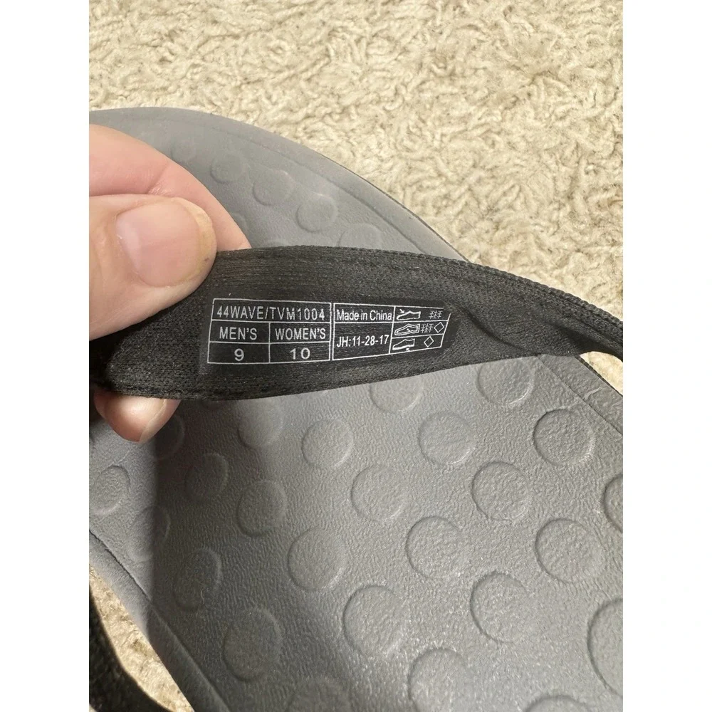 Vionic 44Wave Sandals Black Orthotic Flip Flop Arch Support Comfort Thong M9 W10